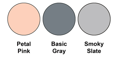 Colour combo mixing Petal Pink, Basic Gray and Smoky Slate.