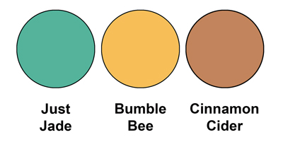 Colour combo mixing Just Jade, Bumble Bee and Cinnamon Cider.