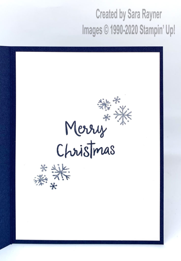 Navy snowflake Christmas card inside