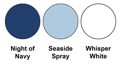Colour combo mixing Night of Navy, Seaside Spray and Whisper White