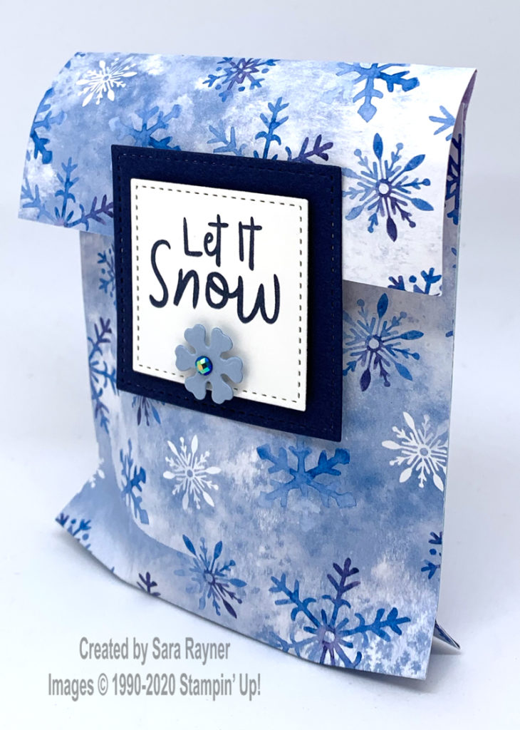 Navy snowflake Christmas pouch closed