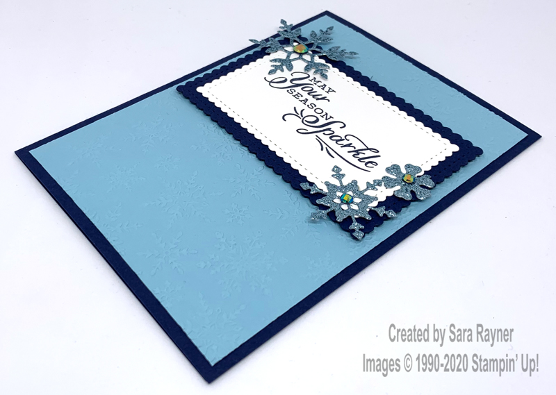 Blue colour scheme for snowflake Christmas card