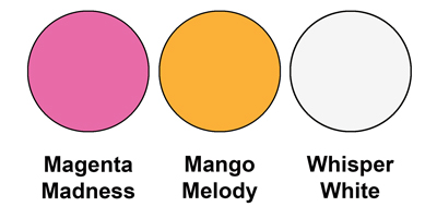 Colour combo mixing Magenta Madness, Mango Melody and Whisper White.