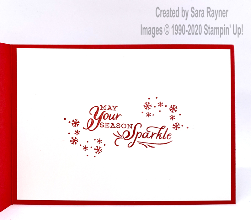 Red velvet snowflake card inside