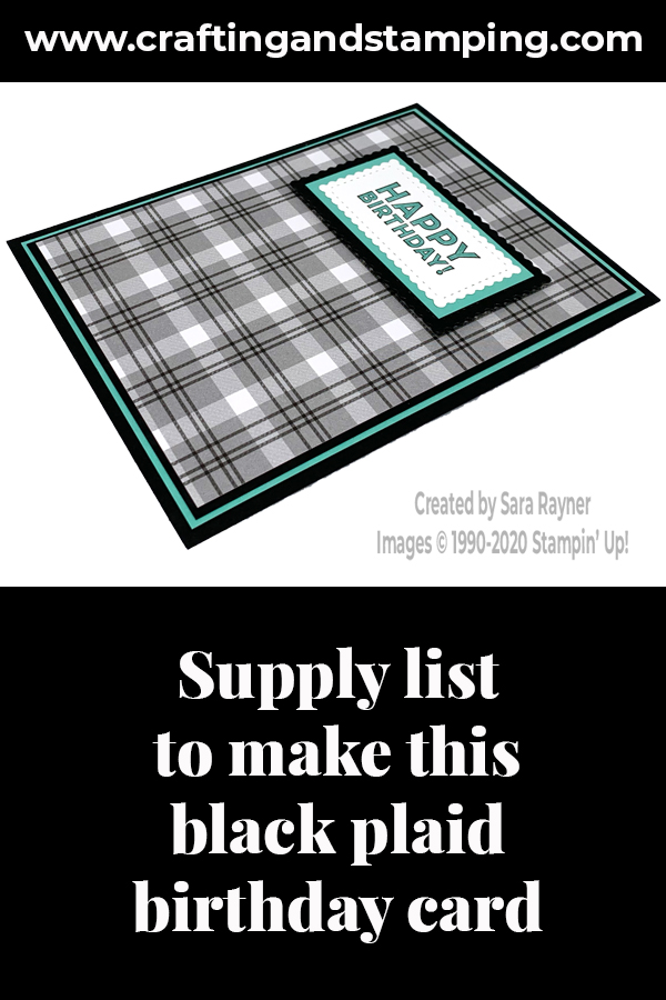 Black plaid birthday card supply list