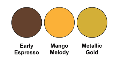 Colour combo mixing Early Espresso, Mango Melody and Metallic Gold.