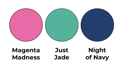Colour combo mixing Magenta Madness, Just Jade and Night of Navy.
