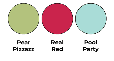 Colour combo mixing Pear Pizzazz, Real Red and Pool Party.