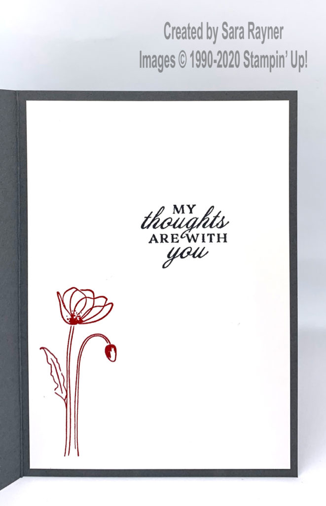 Poppy sympathy card insert