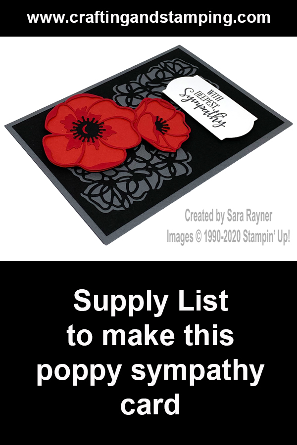 Poppy sympathy card supply list