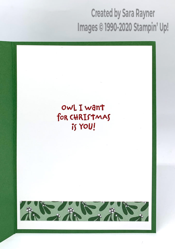 Mistletoe owl Christmas card insert