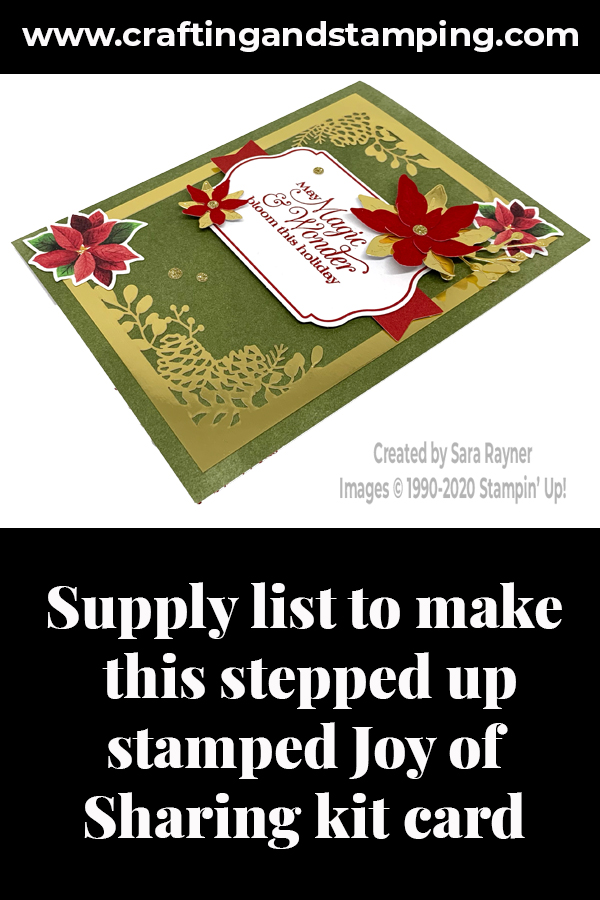 Joy of Sharing stepped up stamped card supply list