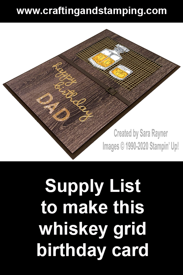 Whiskey grid birthday card supply list