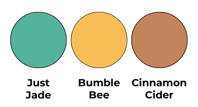 Colour combo mixing Just Jade, Bumble Bee and Cinnamon Cider.