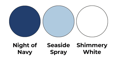 Colour combo mixing Night of Navy, Seaside Spray and Shimmery White.
