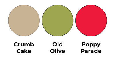 Colour combo mixing Crumb Cake, Old Olive and Poppy Parade.