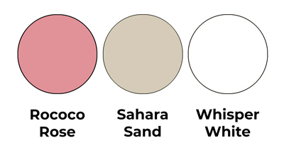 Colour combo mixing Rococo Rose, Sahara Sand and Whisper White