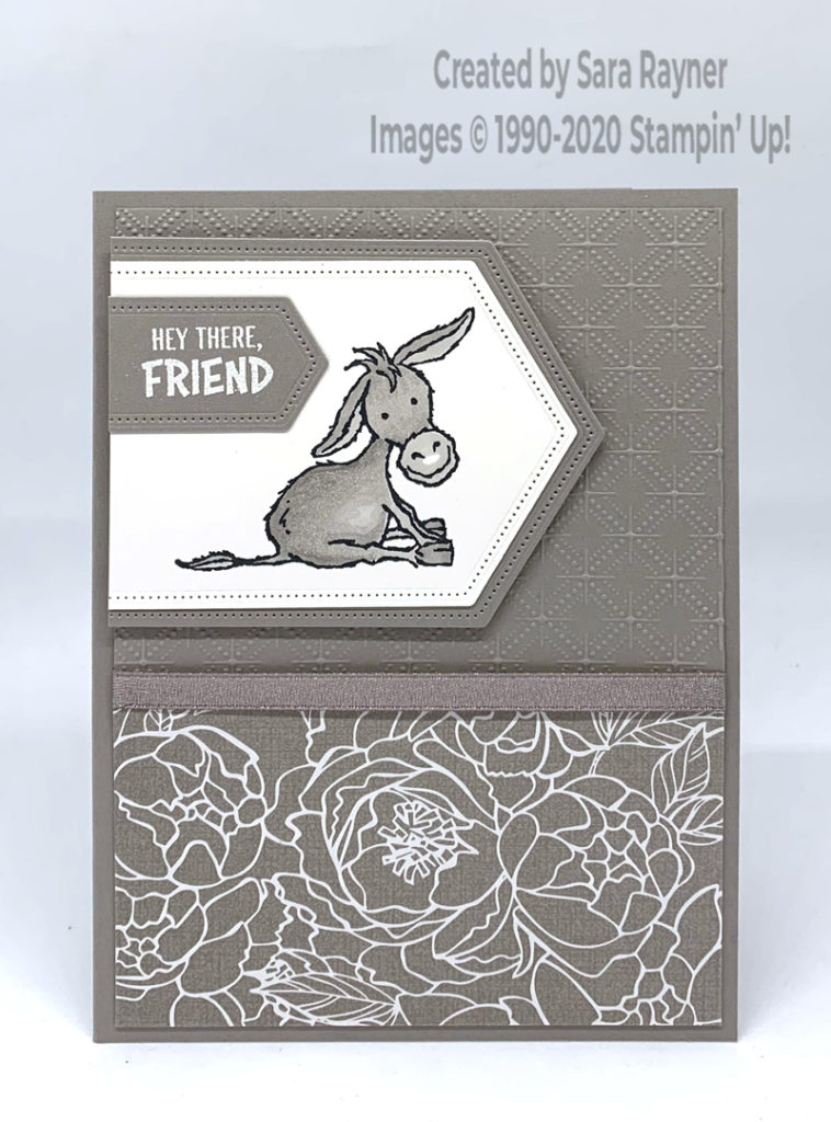 Shimmer donkey hello card 