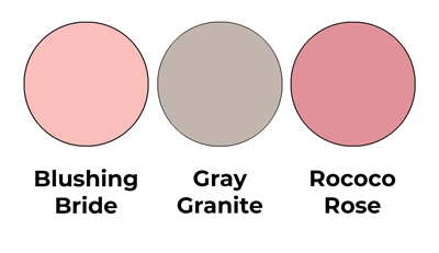 Colour combo mixing Blushing Bride, Gray Granite and Rococo Rose.