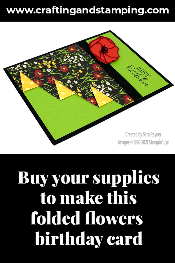 Folded flowers birthday card supply list