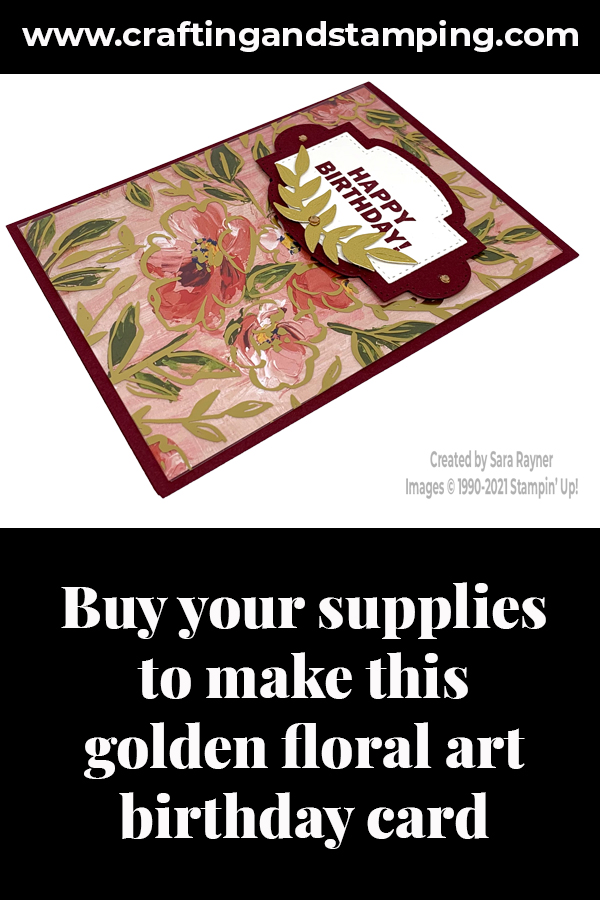 Golden fine art floral birthday card supply list