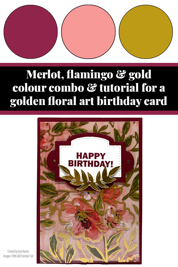 Tutorial for golden fine art floral birthday card