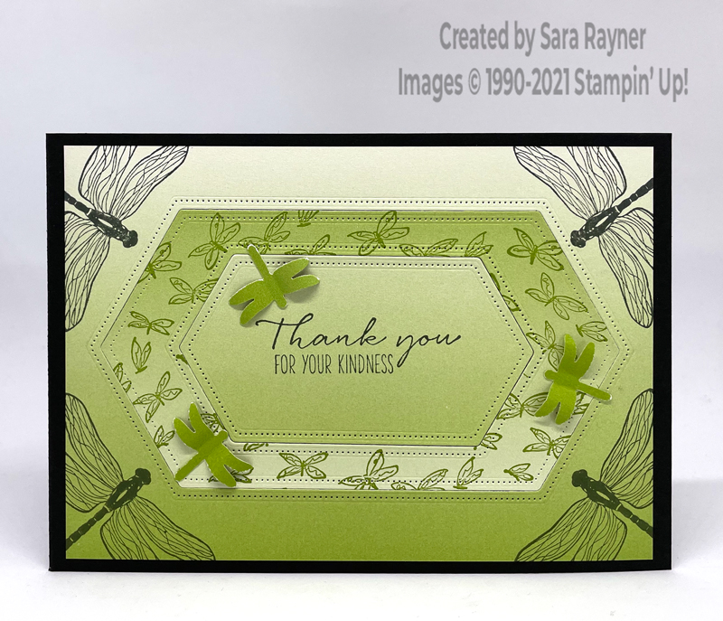 Ombre dragonfly thank you card 