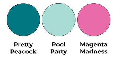 Colour combo mixing Pretty Peacock, Pool Party and Magenta Madness.