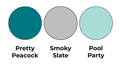 Colour combo mixing Pretty Peacock, Smoky Slate and Pool Party.