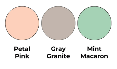 Colour combo mixing Petal Pink, Gray Granite, Whisper White and Mint Macaron