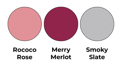 Colour combo mixing Rococo Rose, Merry Merlot and Smoky Slate.