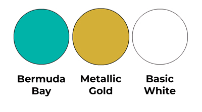 Colour combo mixing Bermuda Bay, Metallic Gold and Basic White.