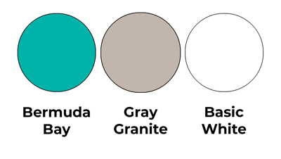 Colour combo mixing Bermuda Bay, Gray Granite and Basic White.