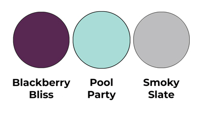 Colour combo mixing Blackberry Bliss, Pool Party and Smoky Slate.