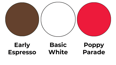 Colour combo mixing Early Espresso, Basic White and Poppy Parade