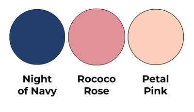 Colour combo mixing Night of Navy with Rococo Rose and Petal Pink.