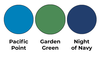 Colour combo mixing Pacific Point, Garden Green and Night of Navy