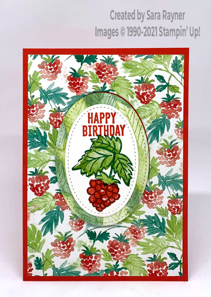 Raspberry oval birthday card