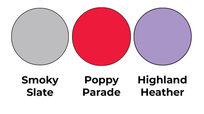 Colour combo mixing Smoky Slate, Poppy Parade and Highland Heather