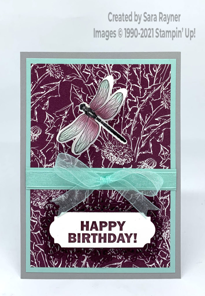 Stained glass dragonfly card