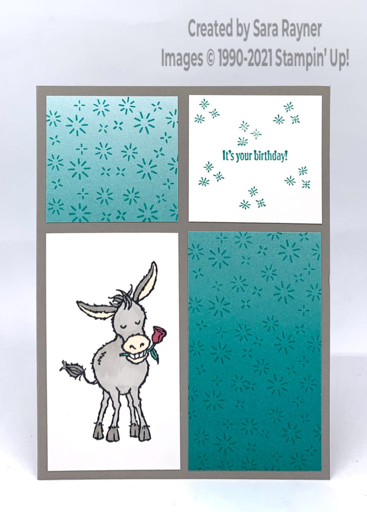 Simply stamped Darling Donkey birthday card