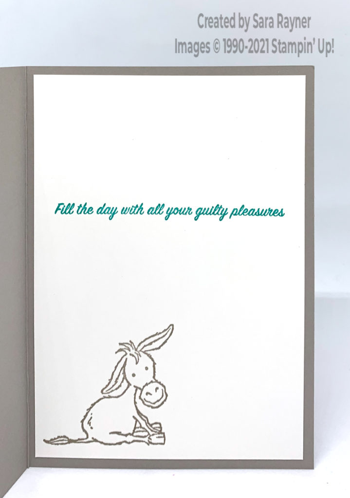Simply stamped Darling Donkey birthday card insert