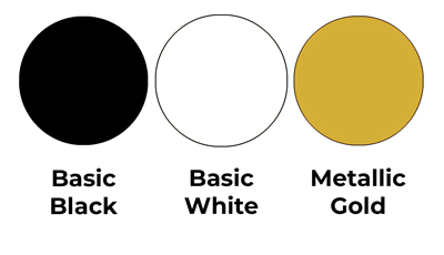 Colour combo mixing Basic Black, Basic White and Metallic Gold.