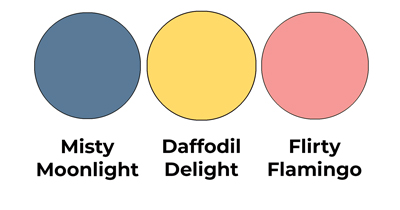 Colour combo mixing Misty Moonlight, Daffodil Delight and Flirty Flamingo.