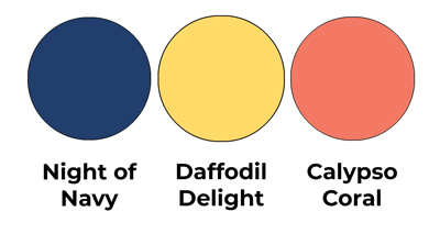 Colour combo mixing Night of Navy, Daffodil Delight and Calypso Coral.
