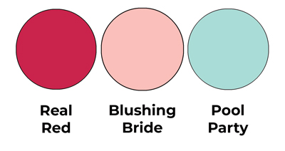 Colour combo mixing Real Red, Blushing Bride and Pool Party.