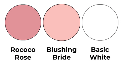 Colour combo mixes Rococo Rose, Blushing Bride and just a splash of Basic White
