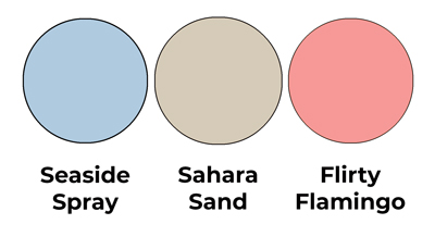 Colour combo mixing Seaside Spray, Sahara Sand and Flirty Flamingo