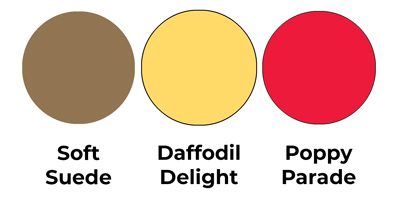 Colour combo mixing Soft Suede, Daffodil Delight and Poppy Parade.