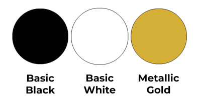 Colour combo mixing Basic Black, Basic White and Metallic Gold.